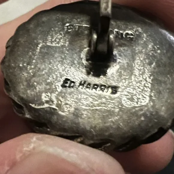 Vintage Ed Harris Sterling Silver Tigers Eye Agate Modernist Handmade Cufflinks - Picture 9 of 9